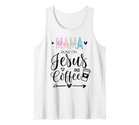 This Mama Runs on Coffee Jesus Praying Mama Coffee Jesus Mom Débardeur