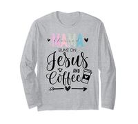 This Mama Runs on Coffee Jesus Praying Mama Coffee Jesus Mom Manche Longue