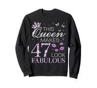 This Queen Makes 47 Look Fabulous 47th Birthday Violet Style Sweatshirt