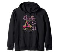 This Queen Was Born on 21 April Living My Blessed Life Sweat à Capuche