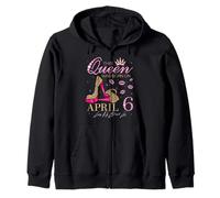 This Queen Was Born on 6 April Living My Blessed Life Sweat à Capuche