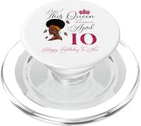 This Queen Was Born on April 10 Afro Girl Cheveux naturels PopSockets PopGrip pour MagSafe