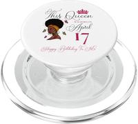 This Queen Was Born on April 17 Afro Girl Cheveux naturels PopSockets PopGrip pour MagSafe