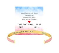 This Too Shall Pass Mantra Bracelet Manchette, This Too Shall Pass But Fucking Hell Bracelet Inspirant, Message Caché Gravé, Bracelets Manchette, Bijoux Inspirants, Cadeaux pour femmes (Or rose)