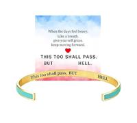 This Too Shall Pass Mantra Bracelet Manchette, This Too Shall Pass But Fucking Hell Bracelet Inspirant, Message Caché Gravé, Bracelets Manchette, Bijoux Inspirants, Cadeaux pour femmes (Or vert)