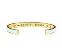 This Too Shall Pass Mantra Cuff Bracelet, BUT FUCKING HELL Motivational Jewelry Gift for Her, Encouragement Strength Reminder Bracelet (18)