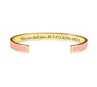 This Too Shall Pass Mantra Cuff Bracelet, BUT FUCKING HELL Motivational Jewelry Gift for Her, Encouragement Strength Reminder Bracelet (8)
