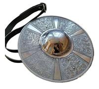 ThisToffGuys Bouclier médiéval européen de 35,5 cm, bouclier rond gravé en acier inoxydable avec bossage for reconstitution de GN