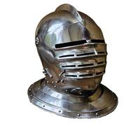 ThisToffGuys Casque Armet cannelé médiéval Maximilien, casque d'armure complète de chevalier portable, style allemand du XVIe siècle for reconstitution et exposition(Stainless steel)