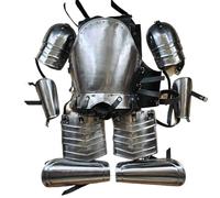 ThisToffGuys Ensemble d'armure de poitrine Fantasy LARP, cuirasse et épaulières d'aventurier de style européen portables, armure de combat de mercenaire pour