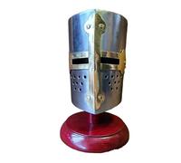 ThisToffGuys Figurine miniature de casque de chevalier médiéval croisé - Casque de chevalier européen artisanal avec support - Décoration de bureau et présentoir de(Steeple)