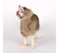 ThisToffGuys Figurine réaliste de Loup Hurlant de 29 cm, modèle de Loup Gris fabriqué à la Main, Statue d'animal réaliste(Brown)