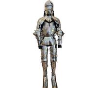 ThisToffGuys Harnais de bras gothique de l'empereur Maximilien - Réplique d'armure de grand chevalier européen avec cannelures et garnitures en laiton(A)