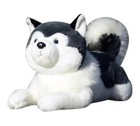 ThisToffGuys Jouet en Peluche Husky simulé, Chien endormi, poupée de Chiffon, Posture couchée, Douce et Mignonne, Cadeau(70cm)