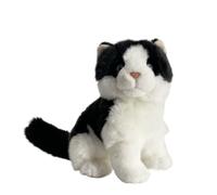 ThisToffGuys Peluche Chat Assis de 28 cm, Noir et Blanc Tout Doux
