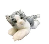ThisToffGuys Peluche Chat réaliste de 30 cm, Chat tigré Doux, Adorable Chaton(Grey)