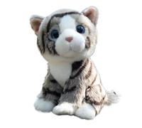 ThisToffGuys Peluche réaliste de 23 cm, Chaton British Shorthair tigré, Adorable Peluche, Animal Doux(Grey)