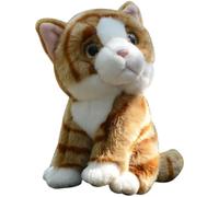 ThisToffGuys Peluche réaliste de 23 cm, Chaton British Shorthair tigré, Adorable Peluche, Animal Doux(Yellow)