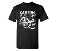 thjbd5se Camping is My Therapy Sarcastic Humor Graphic Novelty Funny T Shirt Black 3XL