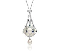 THJFBBNULQ Pendentif Lavalier en Perles et Pierres précieuses, Collier de Cage de Perles Naturelles Fait à la Main (B)