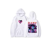 (THK2162C40 Blanc-L) Sweat à capuche hip-hop, haut de sport, imprimé K-pop, style décontracté et tendance