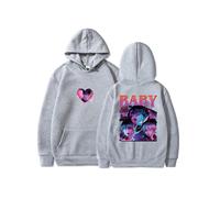 (THK2162C40 Gris clair - XXL) Sweat à capuche hip-hop, haut de sport, imprimé K-pop, style décontracté