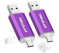 Thkailar Lot de 2 clés USB C 2 en 1 de 128 Go et USB A pour iPhone 15/16/17, Android, Mac, PC