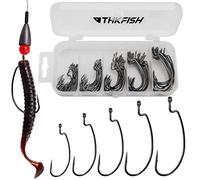 THKFISH 50pièces/boîte hameçons Texan Crochets décalés de pêche Convient à leurres cuillères Offset Hooks # 2# 1 1/0 2/0 3/0