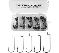 THKFISH 50pièces/boîte hameçons Texan Crochets décalés de pêche Convient à leurres cuillères Offset Hooks # 2# 1 1/0 2/0 3/0