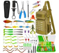 THKFISH Ensemble de 79 Sacs de pêche étanches avec boîtes, Sac de pêche pour la, y Compris Pinces de, appâts, extracteur de hameçons et poignée à lèvres