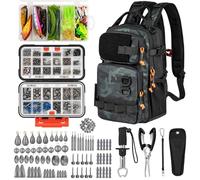 THKFISH Ensemble d'outils de pêche 462 pièces, sac à dos et boîte de pêche avec attelage de remorque, plomb encastré, kit d'accessoires, pince, harnais de pêche et cadeau de pêche pour homme