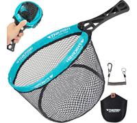 THKFISH Épuisette de pêche à la Mouche, Pliable avec poignée en ABS, Filet en Maille revêtue de Caoutchouc avec Sac de pêche pour Attraper et relâcher la Truite, équipement à la Mouche