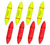 THKFISH Eva Lot de 8 flotteurs de pêche lumineux pour eau salée et eau douce, jaune et rouge, pour brochet, truite, accessoires de pêche, 90/117/137 cm