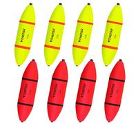 THKFISH Eva Lot de 8 flotteurs de pêche lumineux pour eau salée et eau douce, jaune et rouge, pour brochet, truite, accessoires de pêche, 90/117/137 cm