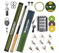 THKFISH Kit de canne à pêche Tenkara avec moulinet pour mouche - Kit combo télescopique en fibre de carbone 24T avec étui de transport, ligne de pêche et leurre pour mouche pour les torrents, la