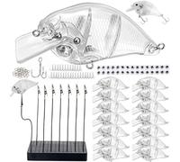THKFISH Kit de leurres de pêche à faire soi-même avec base Moodel - 15 pièces vierges - Kit de fabrication de leurres vierges - Ensemble d'appâts durs comprenant des appâts de poisson cliptriples