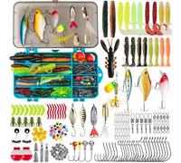 THKFISH Kit de leurres de pêche, boîte de 153 pièces avec matériel inclus Crankbaits, Spinner, cuillère, crochets lestés et autres accessoires pour bar, truite, eau douce et eau salée, cadeau pour