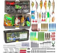THKFISH Kit de leurres de pêche, kit d'équipement de pêche au bar pour eau douce et salée avec matériel inclus Appâts de surface, appâts spinners, grenouille, crochets/poids Accessoires Cadeau pour