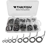 THKFISH Kit de réparation de Canne à pêche Kit de réparation de Pointe de Tige Conseils de céramique Acier Inoxydable au Carbone Spinning Guides de Tige Bruni Argent - Cadre 75pièces