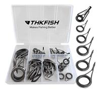 THKFISH Kit de réparation de Canne à pêche Kit de réparation de Pointe de Tige Conseils de céramique Acier Inoxydable au Carbone Spinning Guides de Tige Bruni Argent - Cadre 35pièces