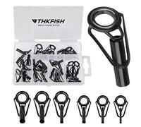 THKFISH Kit de réparation de Canne à pêche Kit de réparation de Pointe de Tige Conseils de céramique Acier Inoxydable au Carbone Spinning Guides de Tige 30 pièces Petit Style