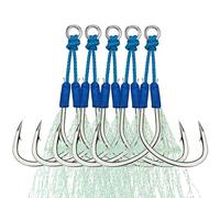 THKFISH Lot de 15 hameçons d'aide à la pêche en eau salée - Hameçons de pêche de rechange pour leurres verticaux à lancer lent - BLU-SHAG-4-0-15 pièces