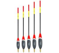 THKFISH Lot de 5 flotteurs de pêche en bois avec des couleurs vives - Accessoires de pêche - 2,5 + 3 g/2,5 + 2,5 g/2,5 g/2,0 + 2,0 g/1,2 + 2,0 g/1,5 + 1,5 g (version pondérée)
