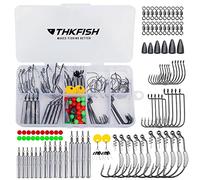 THKFISH Poids de pêche Hameçons Crochets Wacky Crochets Offset Plomb de pêche Poids Drop Shot Plateforme de largage 123pièces