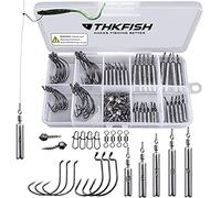 THKFISH Poids de pêche Hameçons Crochets Wacky Crochets Offset Plomb de pêche Poids Drop Shot Plateforme de largage 103pièces