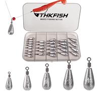 THKFISH Poids de pêche Hameçons Crochets Wacky Crochets Offset Plomb de pêche Poids Drop Shot Plateforme de largage B-28Pièces Forme de Larme