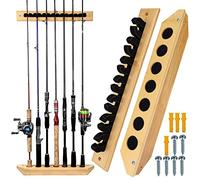 THKFISH Support Canne à Pêche - Support de canne à pêche en bois pour garage, 7 combinaisons de cannes à pêche, 1 paire Vertical