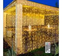 THKFUL Lichtervorhang Innen,6 x 3m 594LED Lichterkette Außen,Wasserdicht Lichterketten Vorhang 8 Modi mit Timer für Weihnachten Hochzeit Party Deko Gardine (Warmweiß)