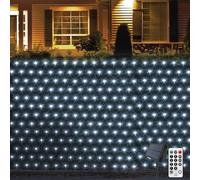 THKFUL Solaire Filet Lumineux Extérieur, 6 x 2 m 320 LED Étanche Guirlande Lumineuse de Filet avec 8 Modes, Filet Lumineux Solaire de Jardin pour Noël Buissons Clôture Jardins Patio(Blanc)