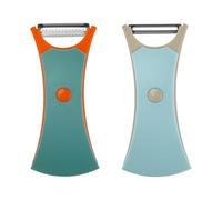 THKO Éplucheur Légumes et Fruits Set: Econome Legumes Inox Eplucheu 2PCS - Eplucheur légumes Rotatif - Eplucheur Pomme Double Usage - Eplucheur Tomate et Pomme de Terre (Bleu Gris&Gris Orangé)